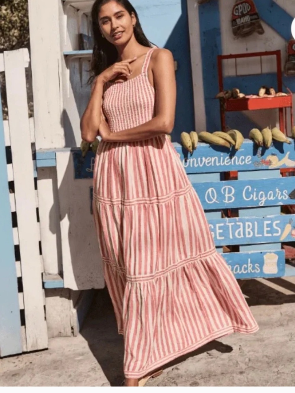 Marine Layer Selene Maxi Dress in Hibiscus Stripe
